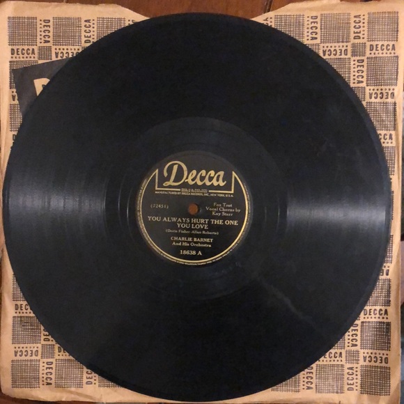 Charlie Barnet You Always Hurt The One You Love 78 RPM Vinyl or Shellac Lp '44 - Picture 5 of 6